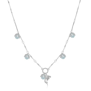 (Special Edition) Blue Topaz Silver Dangle Choker - Lily of the Valley | LOVE BY THE MOON