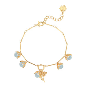 (Special Edition) Blue Topaz Gold Dangle Bracelet- Lily of the Valley | LOVE BY THE MOON