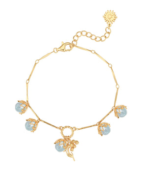 (Special Edition) Blue Topaz Gold Dangle Bracelet- Lily of the Valley | LOVE BY THE MOON