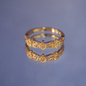 CZ Gold Floral Ring - Aster | LOVE BY THE MOON