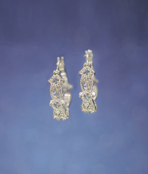 CZ Silver Floral Hoop Earrings - Aster | LOVE BY THE MOON