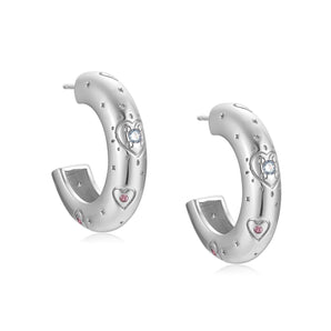 Chunky Hoop Silver Earrings - Carol | LOVE BT THE MOON