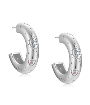 Chunky Hoop Silver Earrings - Carol | LOVE BT THE MOON