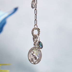 Clear Quartz Silver Necklace - Cheshire Cat | LOVE BY THE MOON