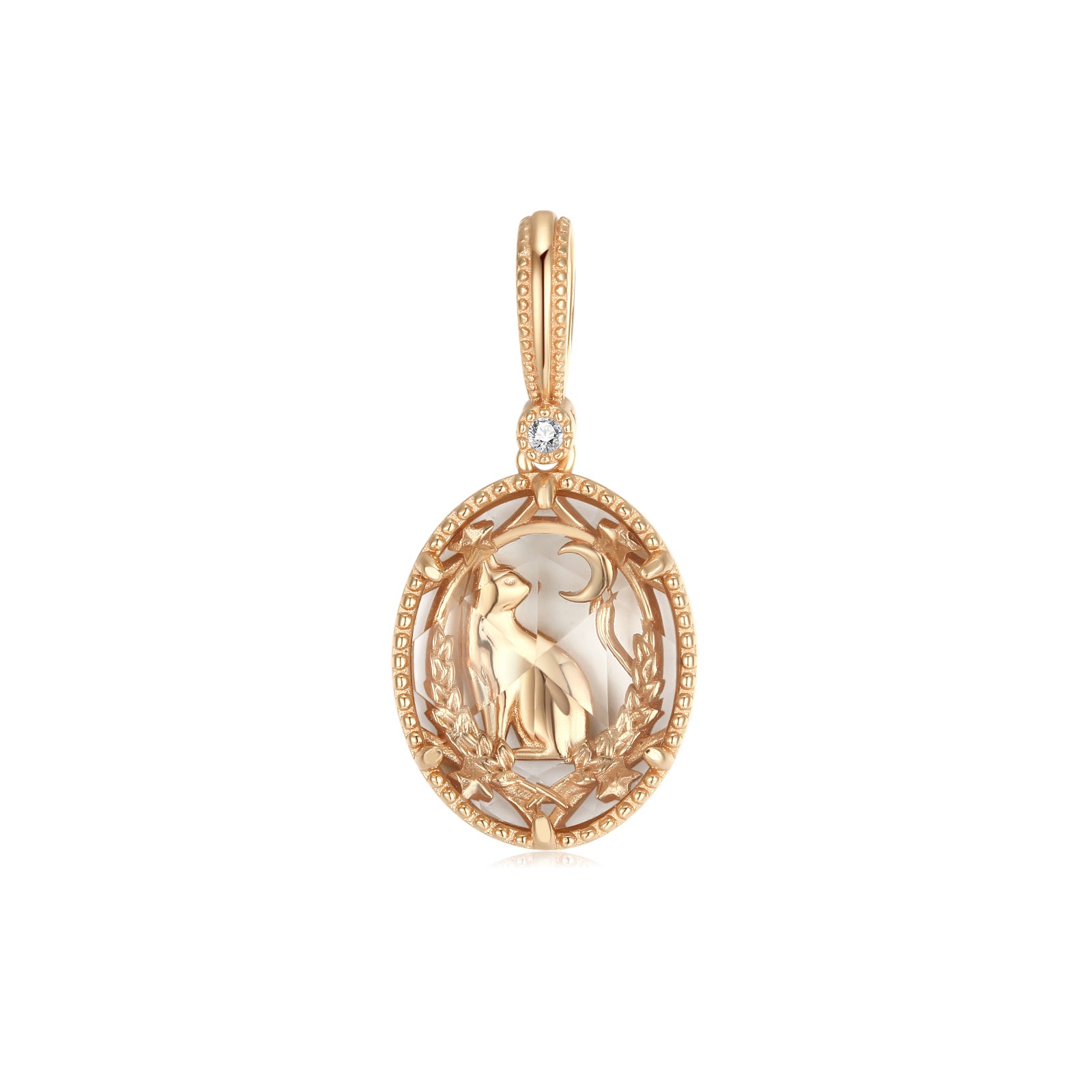 Clear Quartz Gold Necklace - Cheshire Cat | LOVE BY THE MOON