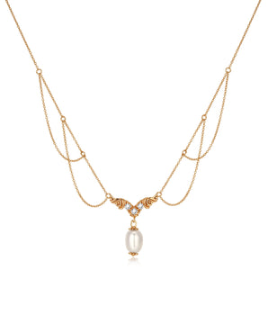 Freshwater Pearl Gold Festoon Necklace - Ophelia