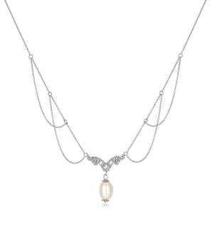 Freshwater Pearl Silver Festoon Necklace - Ophelia