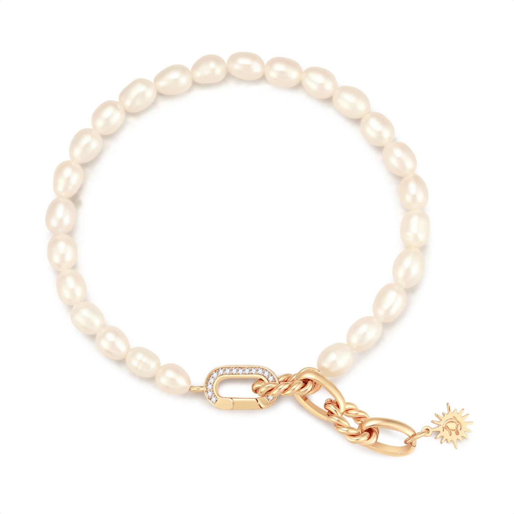Freshwater Pearl Gold Link Choker/Double Bracelet | LOVE BY THE MOON