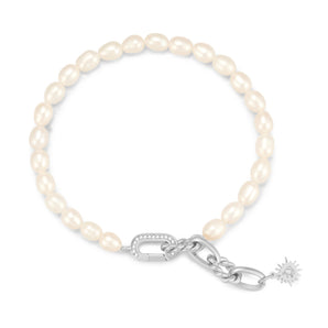 Freshwater Pearl Silver Link Choker/Double Bracelet | LOVE BY THE MOON