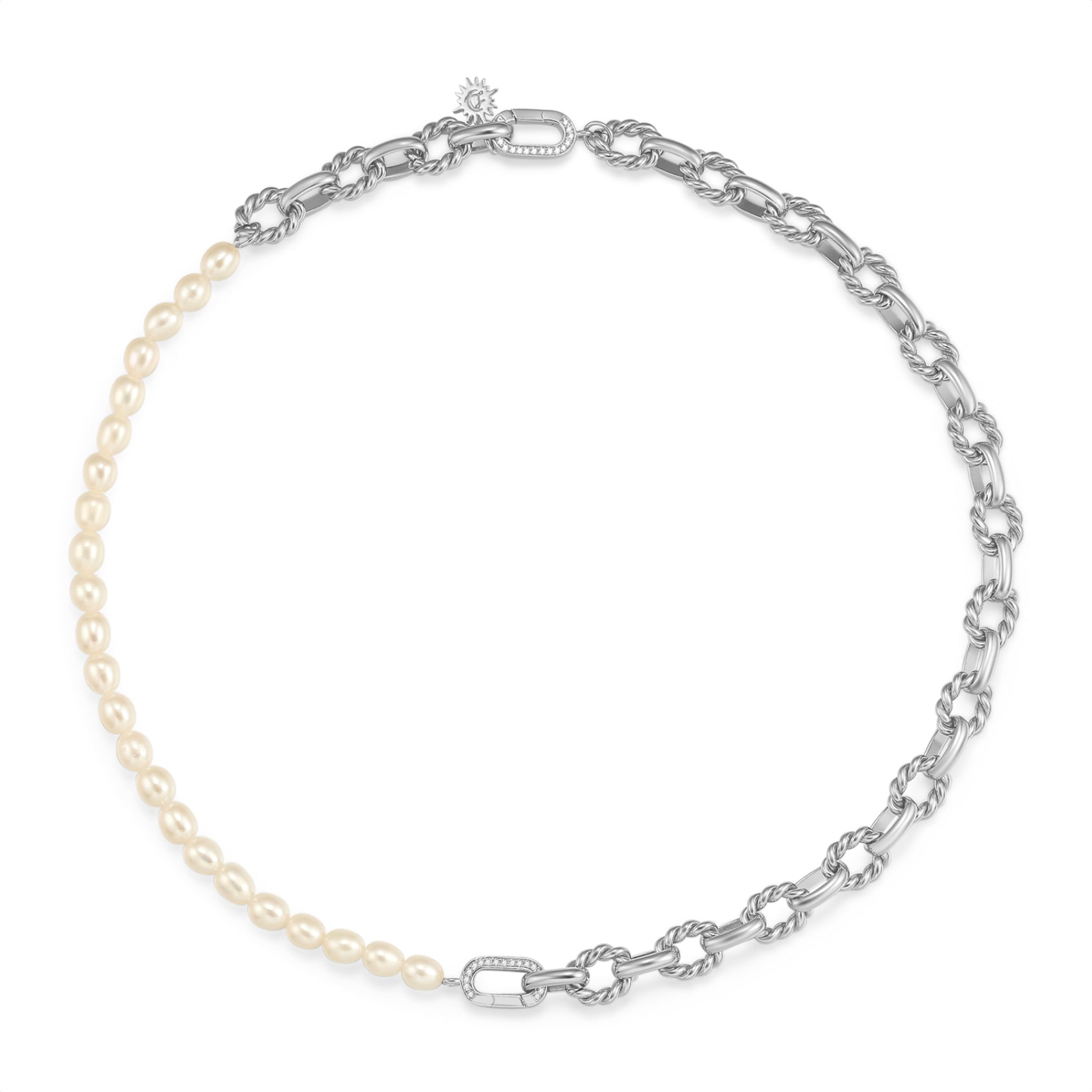 Freshwater Pearl Silver Link Choker/Double Bracelet | LOVE BY THE MOON