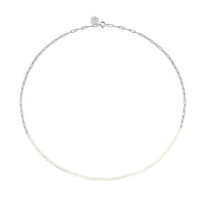 Freshwater Pearl Silver Link Necklace | LOVE BY THE MOON