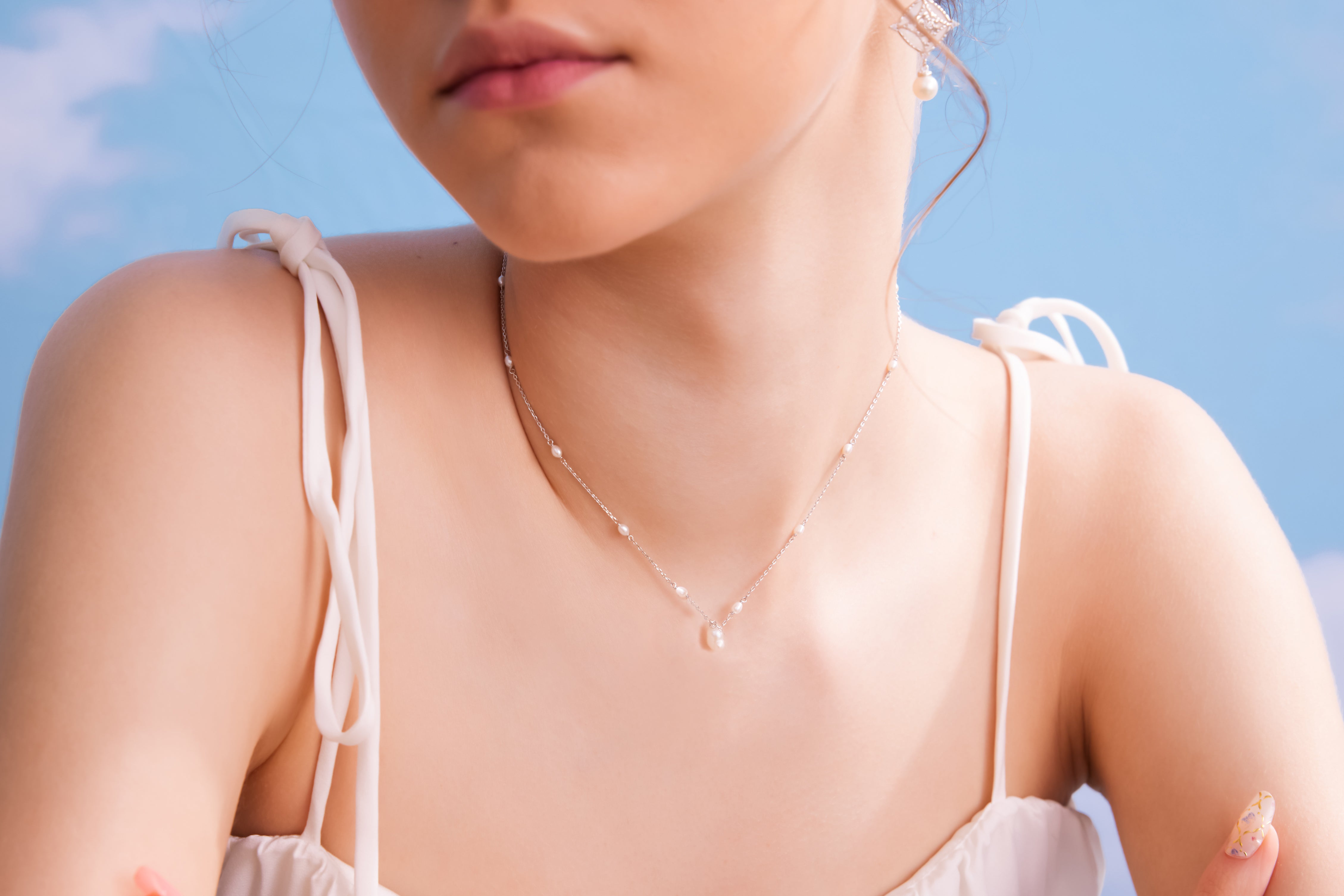 Freshwater Pearl Silver Necklace｜LOVE BY THE MOON