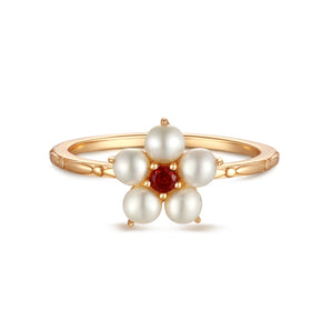 Freshwater Pearl Gold Flower Ring - Tea Party | LOVE BY THE MOON