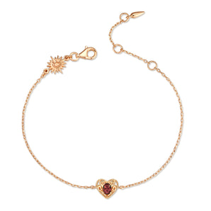 Garnet Gold Heart Bracelet - Majesty | LOVE BY THE MOON