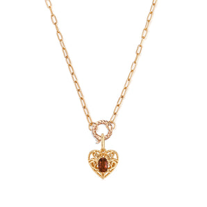 Garnet Gold Heart Link Chain Necklace - Majesty | LOVE BY THE MOON