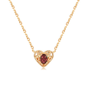 Garnet Gold Heart	Necklace - Majesty | LOVE BY THE MOON