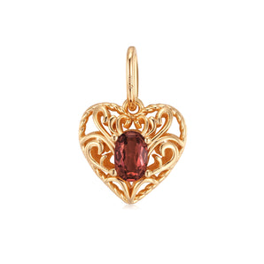 Garnet Gold Heart	Pendant - Majesty | LOVE BY THE MOON