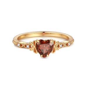 Garnet Gold Heart	Ring - Treasure | LOVE BY THE MOON