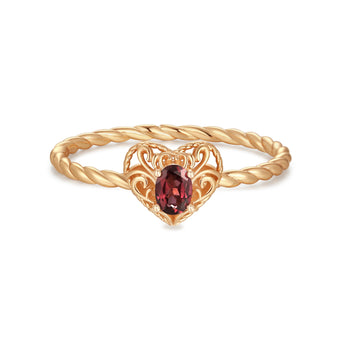 Garnet Gold Heart Ring - Majesty | LOVE BY THE MOON