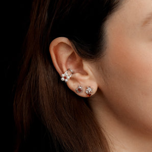 Garnet Silver Heart Stud Earrings - Majesty | LOVE BY THE MOON