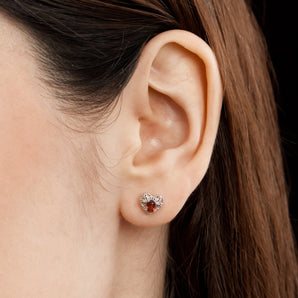 Garnet Silver Heart Stud Earrings - Majesty | LOVE BY THE MOON