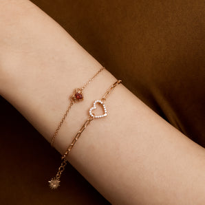 Garnet Gold Heart Bracelet - Majesty | LOVE BY THE MOON