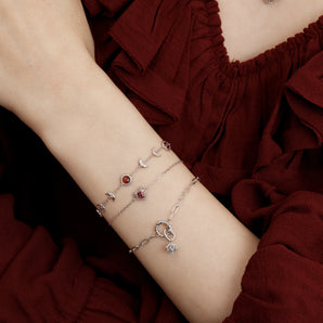 Garnet Silver Heart Bracelet - Majesty | LOVE BY THE MOON