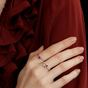 Garnet Silver Heart Ring - Majesty | LOVE BY THE MOON