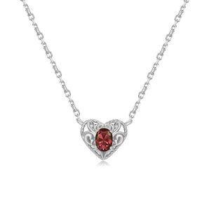Garnet Silver Heart Necklace - Majesty | LOVE BY THE MOON