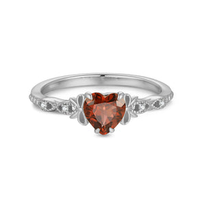 Garnet Silver Heart Ring - Treasure | LOVE BY THE MOON
