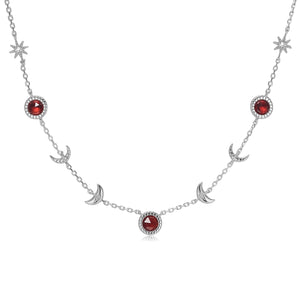 Garnet Silver Moon Phases Choker - Luna | LOVE BY THE MOON