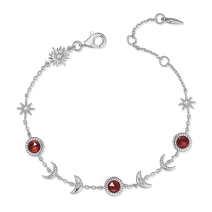Garnet Silver Moon Phases Bracelet - Luna | LOVE BY THE MOON