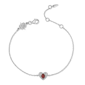 Garnet Silver Heart Bracelet - Majesty | LOVE BY THE MOON