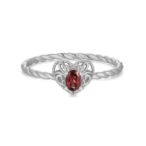 Garnet Silver Heart Ring - Majesty | LOVE BY THE MOON