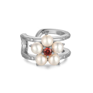 Freshwater Pearl Silver Flower Ear Cuff - Tea Party | LOVE BY THE MOON
