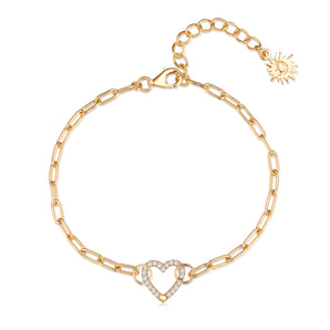 Gold Link Chain Bracelet with Heart Charm Holder | LOVE BY THE MOON