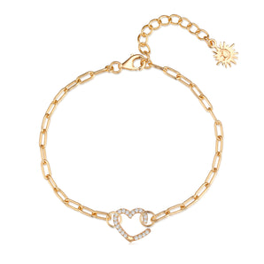 Gold Link Chain Bracelet with Heart Charm Holder | LOVE BY THE MOON