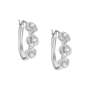 Silver Huggie Hoop Earrings - Rose | LOVE BY THE MOON