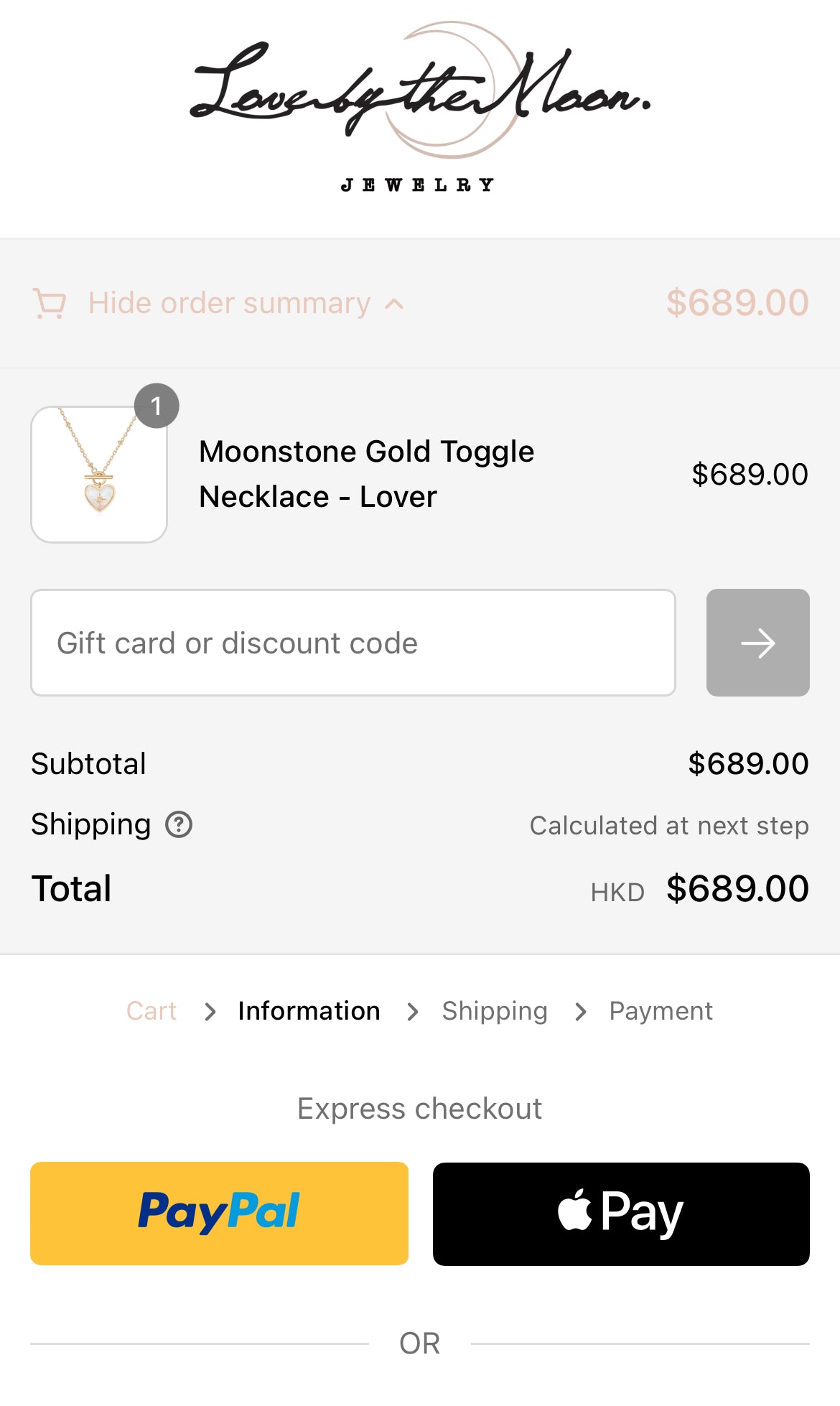 How to Apply Promo Code Love by the Moon