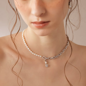 Freshwater Pearl Silver Pendant - Carnation