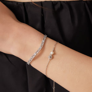 Silver Floral Bangle