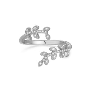 Silver Leaf Open Ring | LOVE BY THE MOON