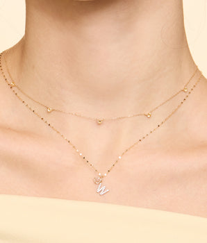 LOVE BY THE MOON 14K Gold Diamond Initial Pendant