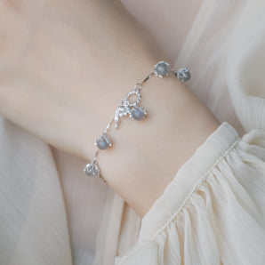 Labradorite Silver Dangle Bracelet - Lily of the Valley