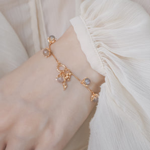 Labradorite Gold Dangle Bracelet - Lily of the Valley