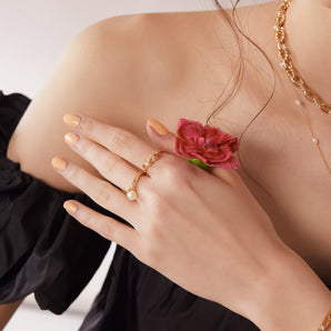Freshwater Pearl Gold Ring - Carnation