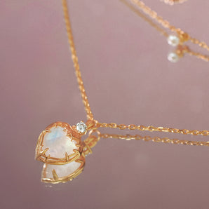 Moonstone & Pearl Gold Layered Necklace - Miracle | LOVE BY THE MOON