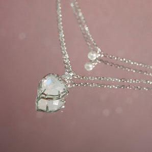 Moonstone & Pearl Gold Layered Necklace - Miracle | LOVE BY THE MOON