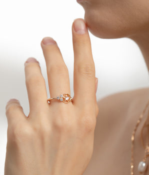 Moonstone Gold Moon & Star Ring - Celeste