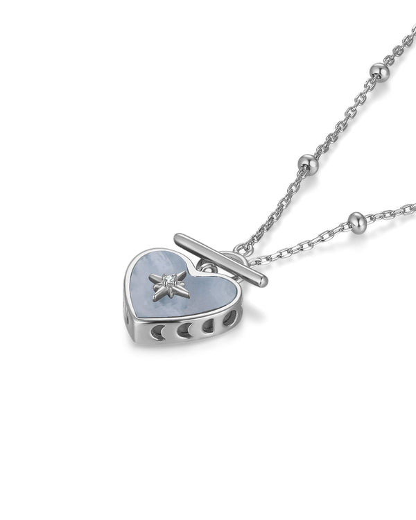 （Pre-Order）Blue Lace Agate Silver Toggle Necklace - Lover